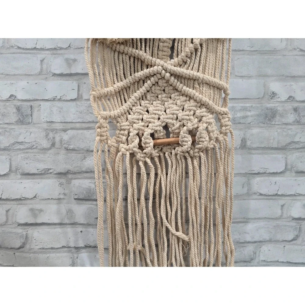 Owl Macrame Wall Hanging Handmade Woven Tapestry Boho Art Home Decor Tassel 70s